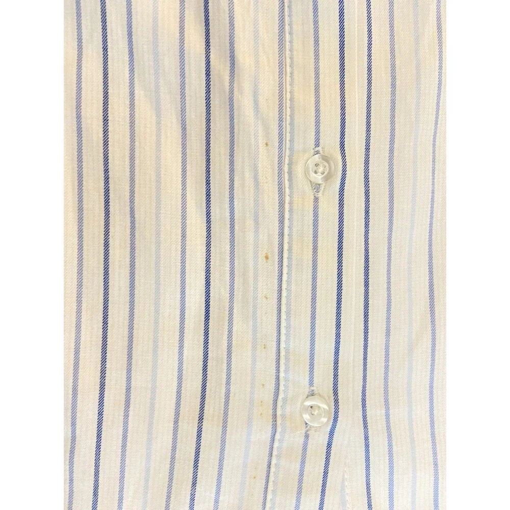 Charles Henry XS Off Shoulder Midi Dress White Blue‎ Stripe Belted Cotton Lined